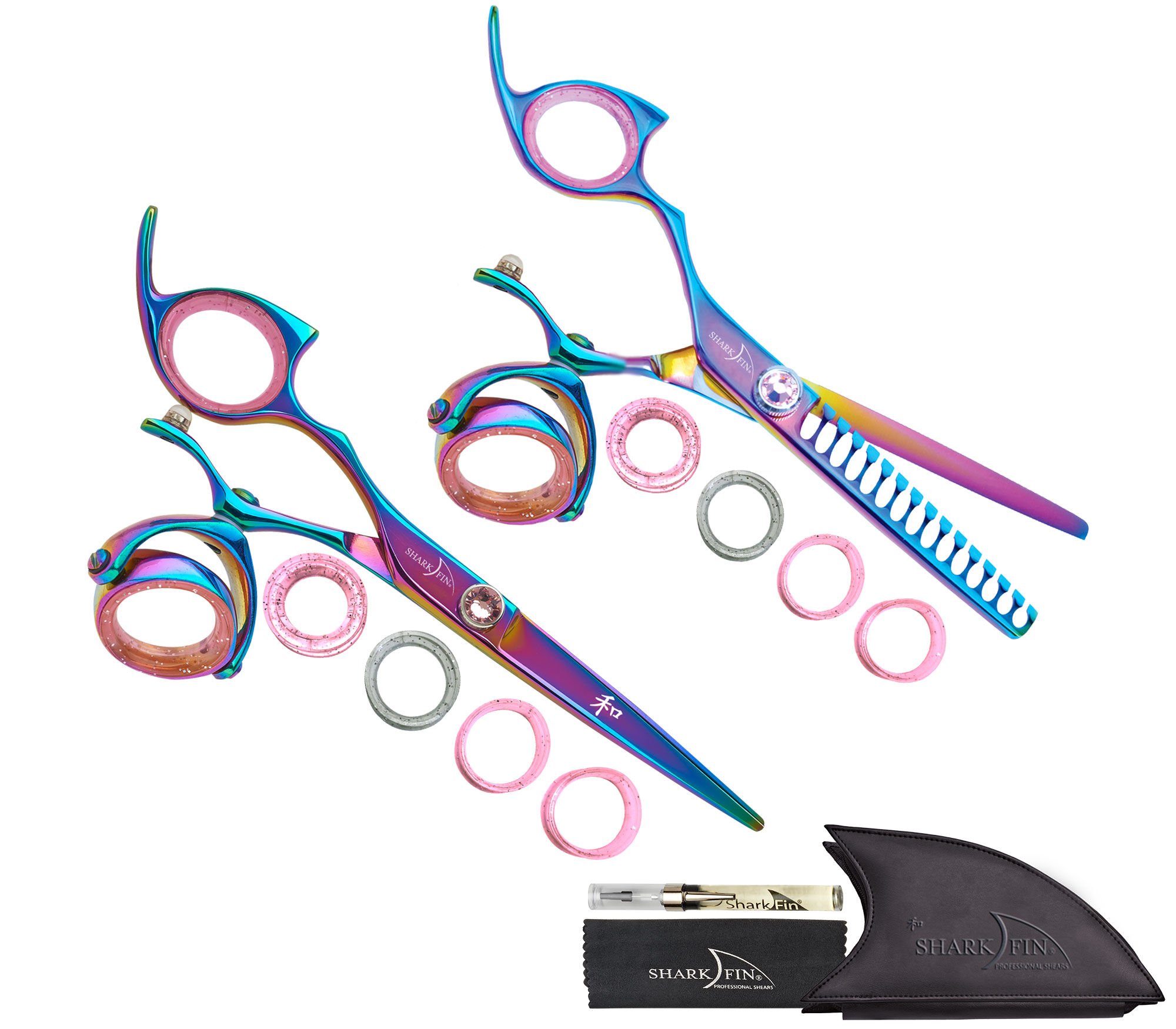 15 Tooth Texturizer Super Swivel Rainbow + Cutting Shear Set