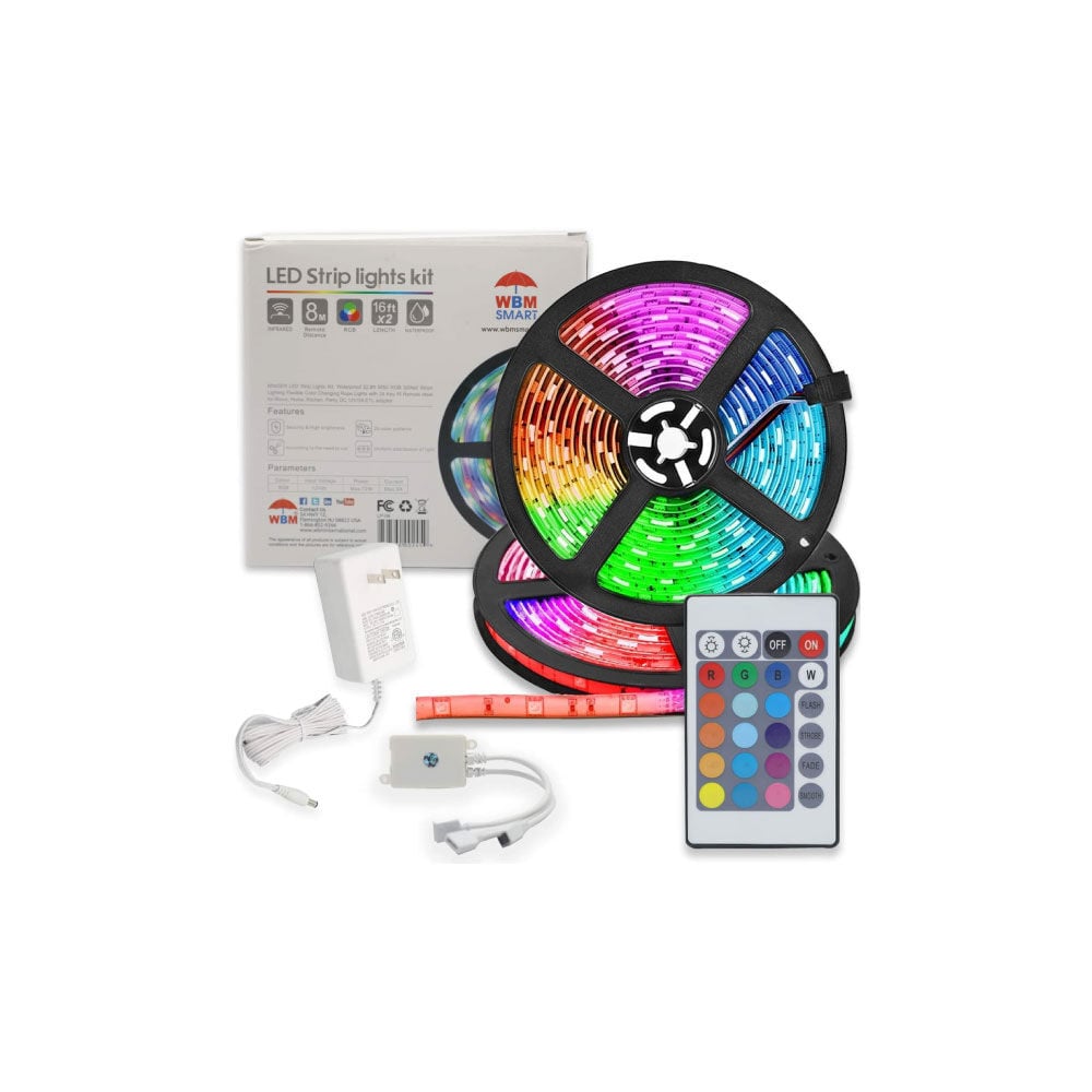 WBM SMART LED Strip Lights for Bedroom, 32 ft Long, Remote Control