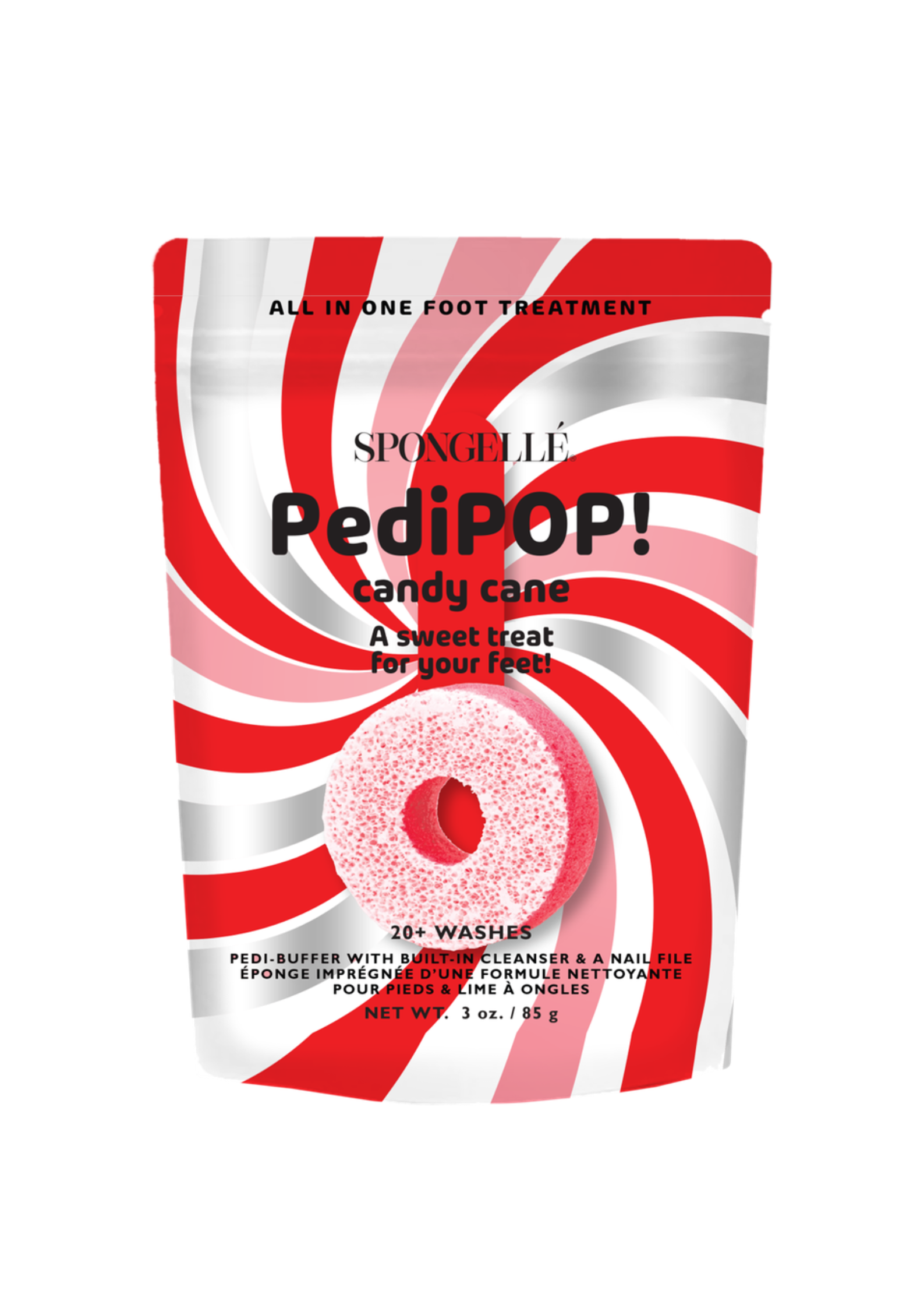 Holiday Pedi Pop Pedi Buffer & Nail File - Candy Cane