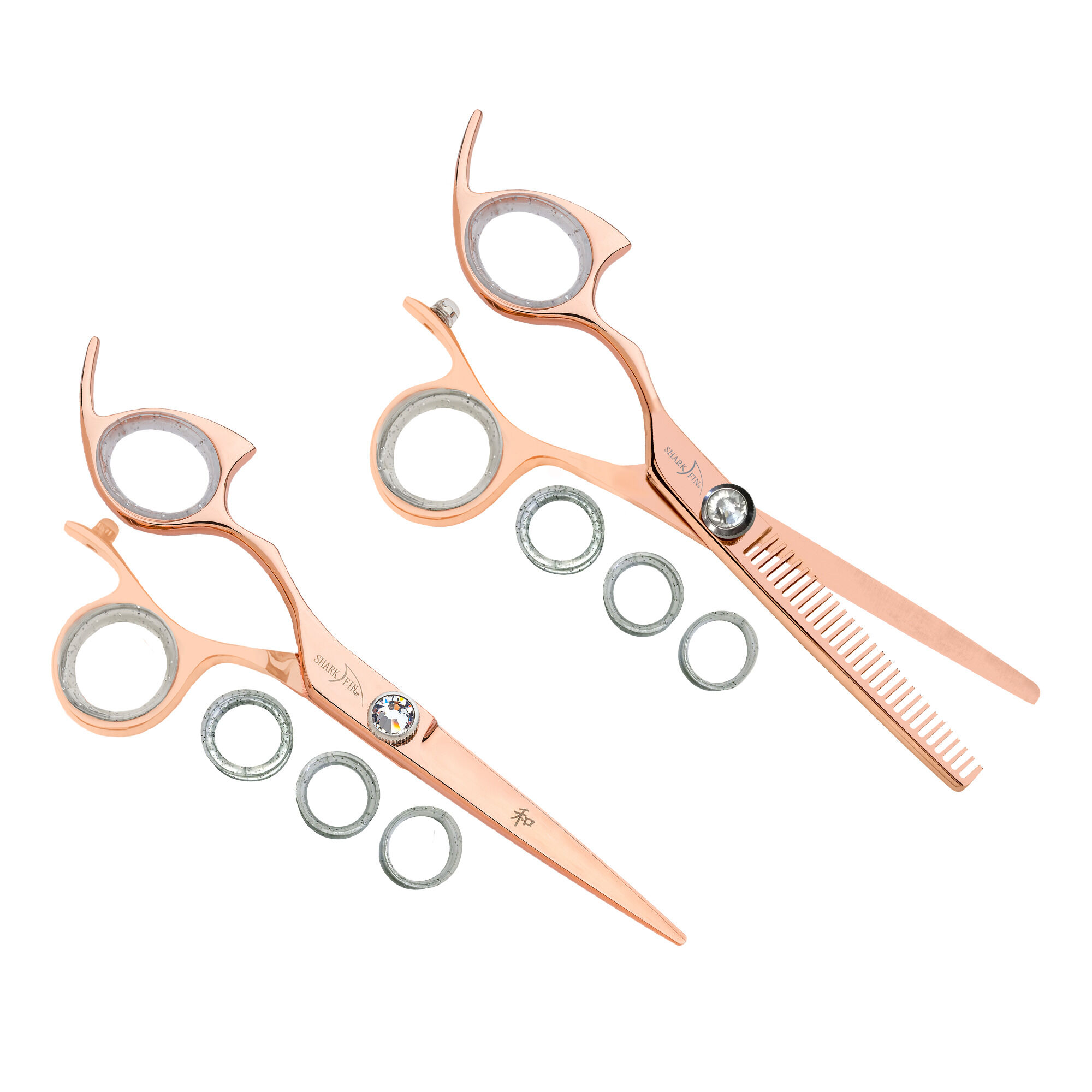 Left Hand 28 Tooth Thinner Rose Gold Titanium + Cutting Shear Set