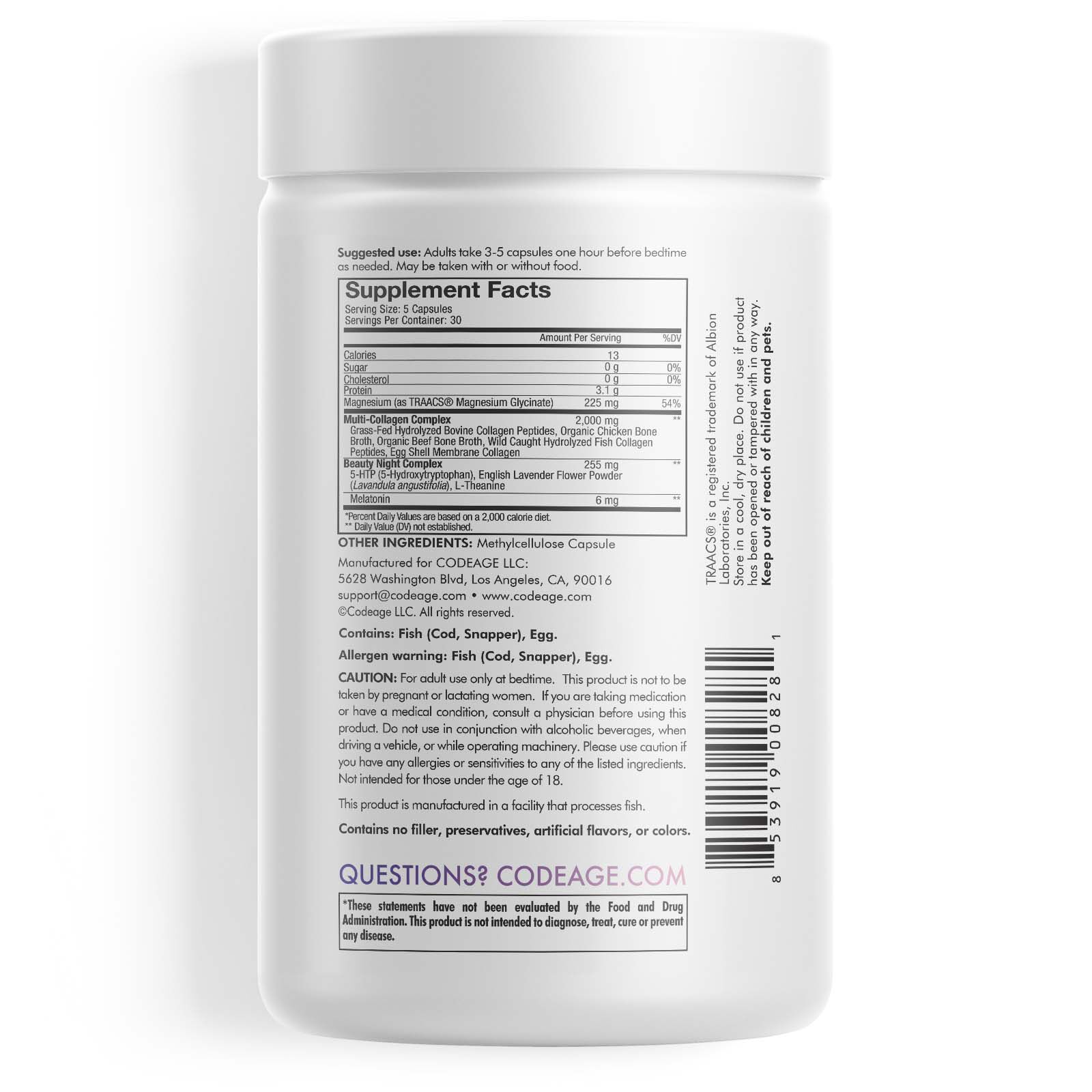 Codeage Multi Collagen Beauty Night, Magnesium, Melatonin, Collagen