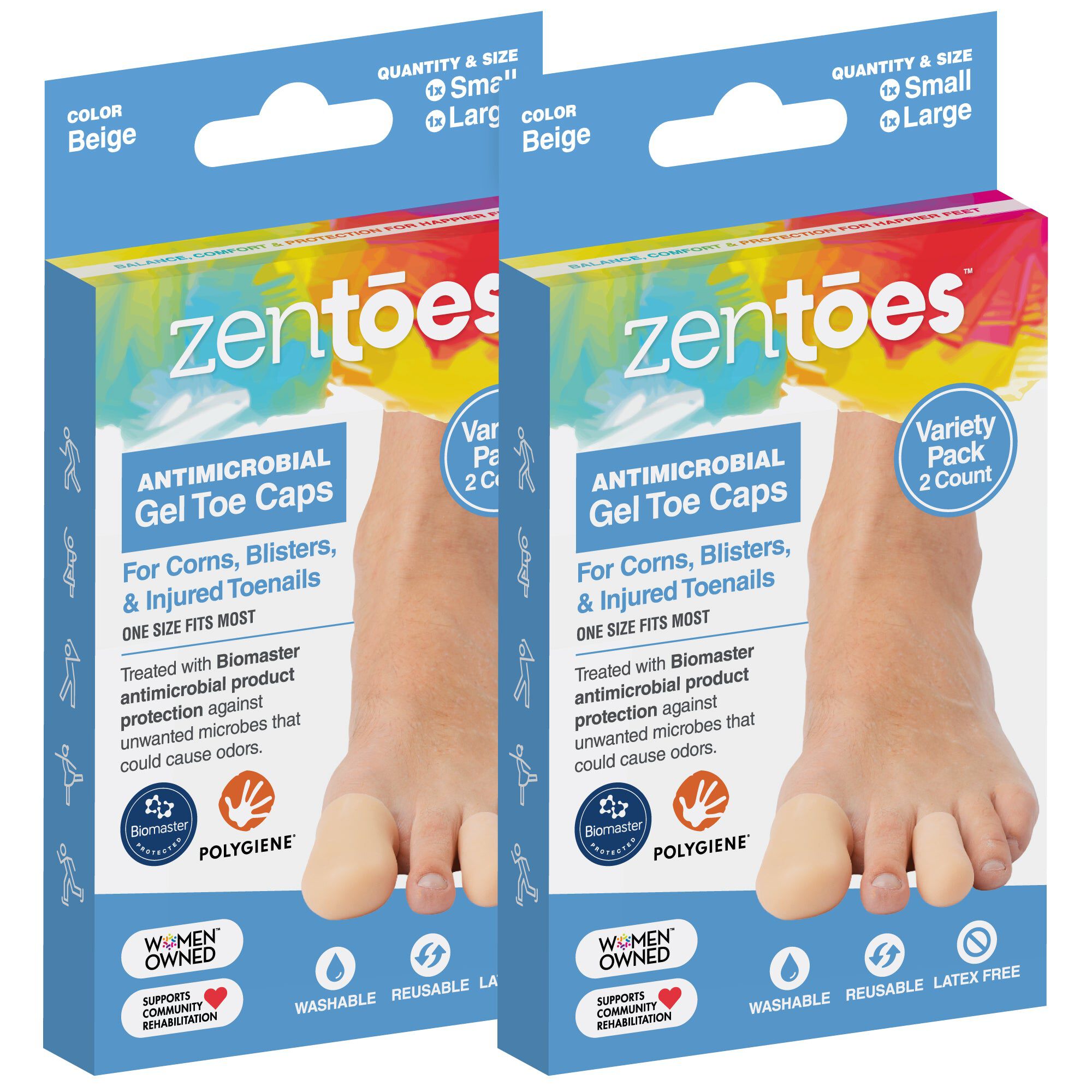 ZenToes Antimicrobial Gel Toe Protector Caps