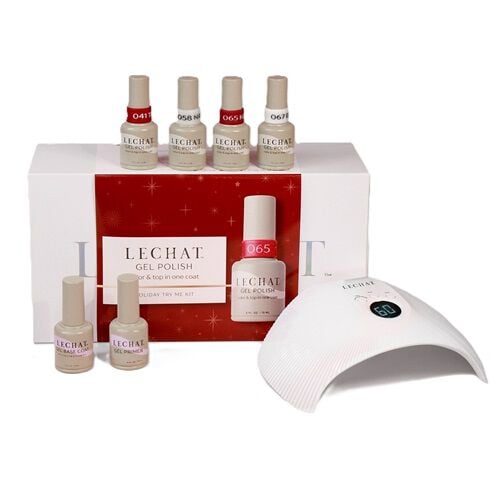 Nail Gel Polish color & top in one coat Try Me Kit With Lamp Holiday