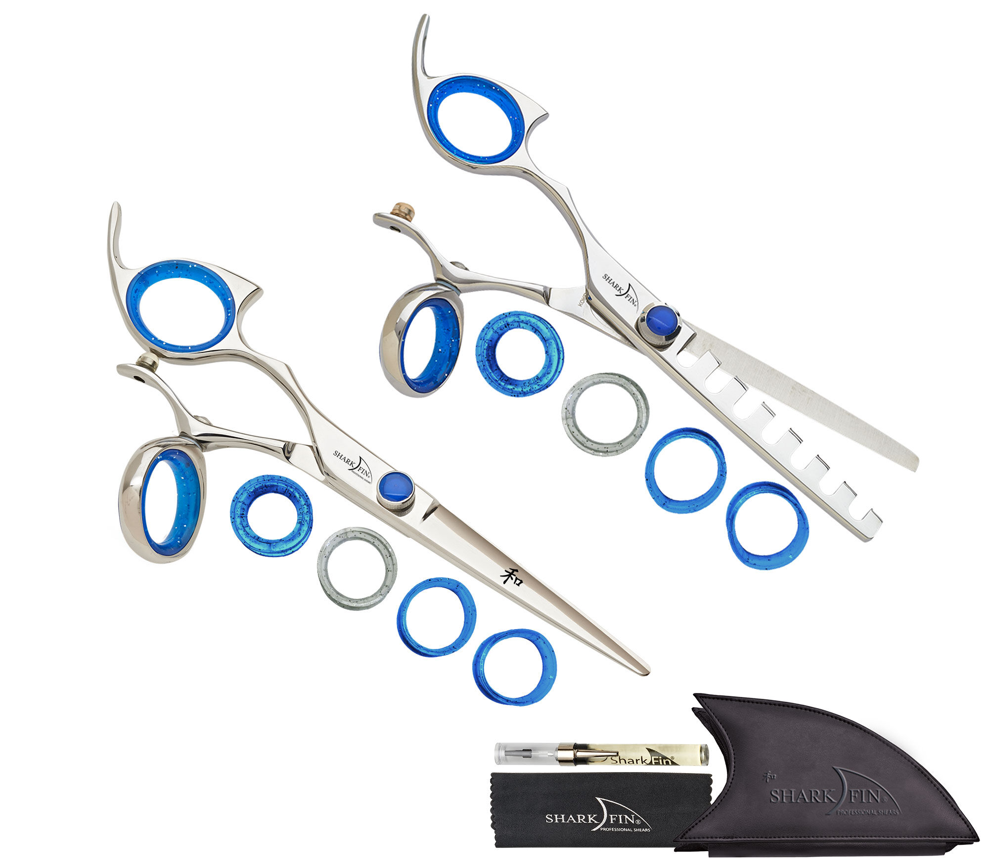 Shark Fin Shears 7 Tooth Chunker Swivel Stainless + Cutting Shear Set