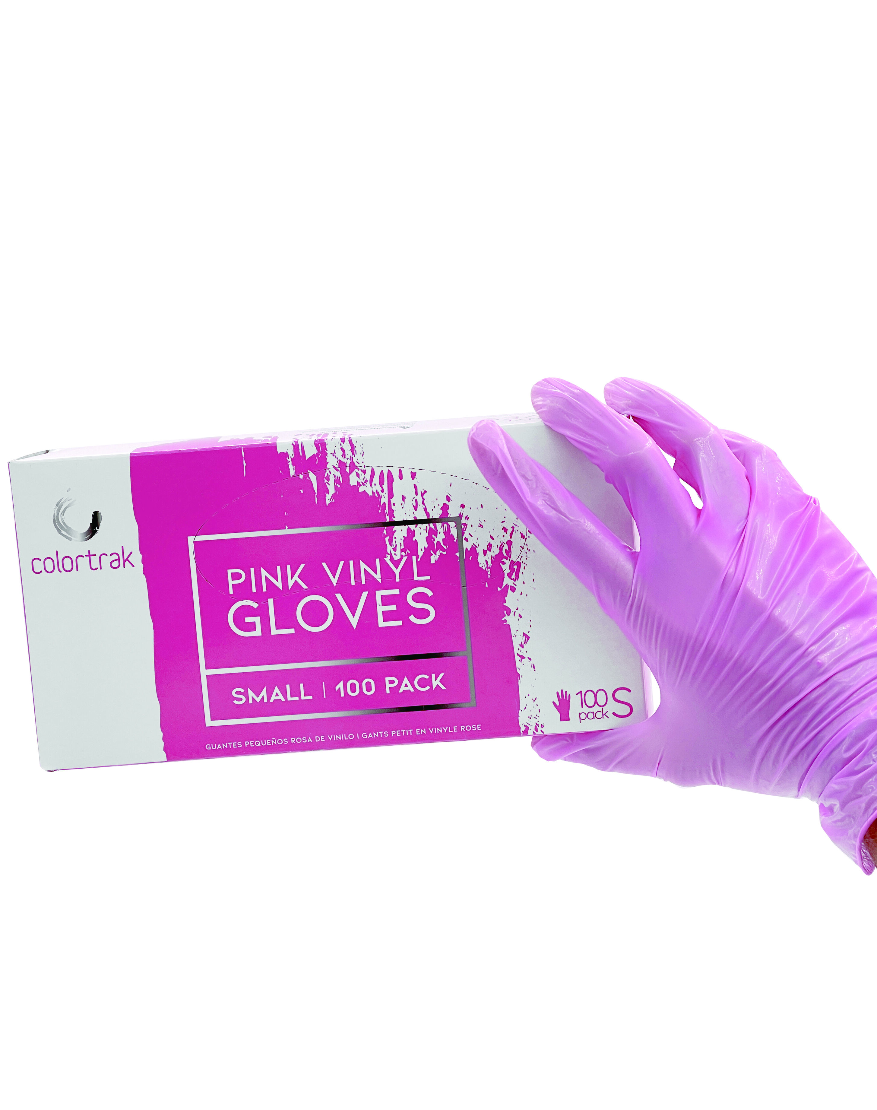 Colortrak 100ct Pink Vinyl Gloves