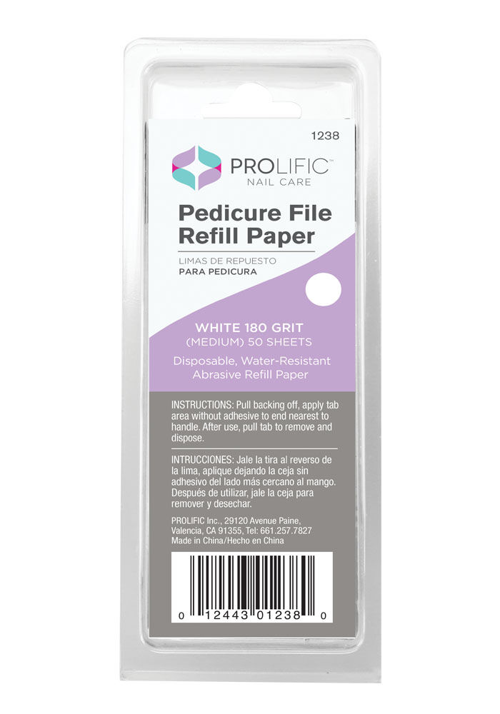 ProLific Pro White Pedicure File Refill Papers 50 ct. 180 grit