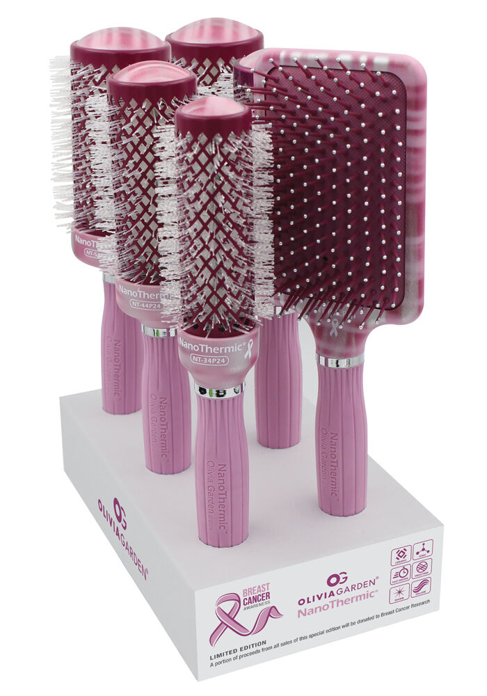 Olivia Garden Breast Cancer Awareness Nanothermic Brush Display